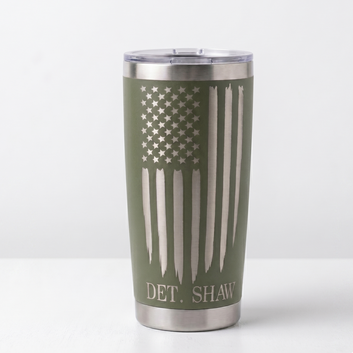 Tattered Flag Personalized Engraved Tumbler