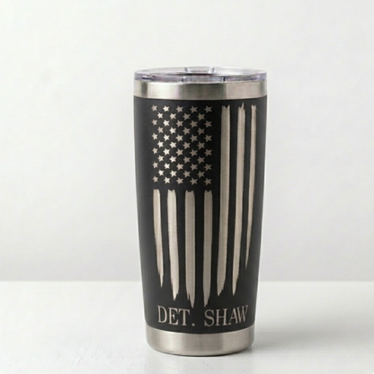 Tattered Flag Personalized Engraved Tumbler