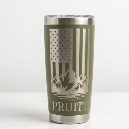Mountain Flag Personalized Engraved Tumbler