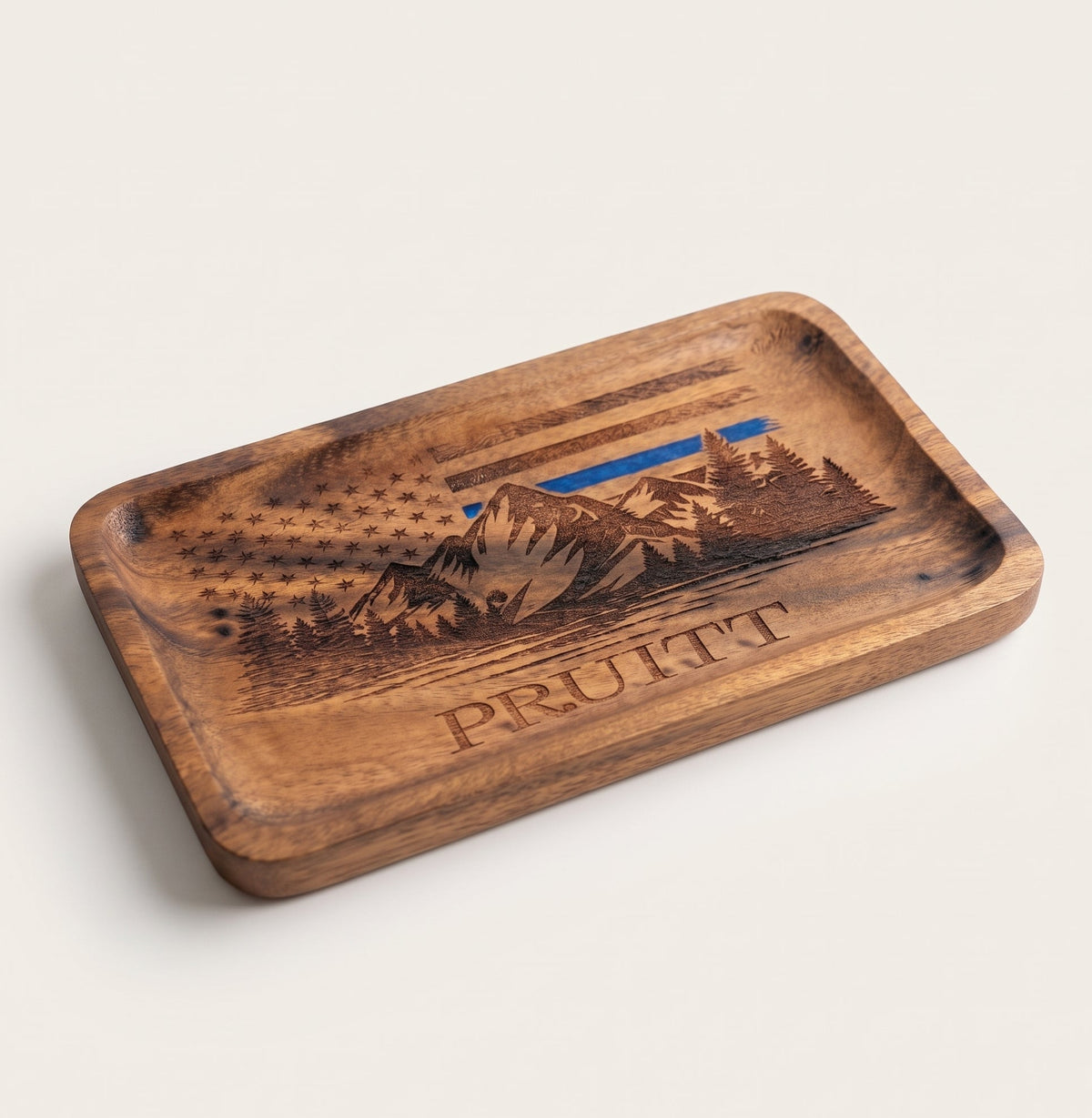 Blue Line Wood Catch All Tray