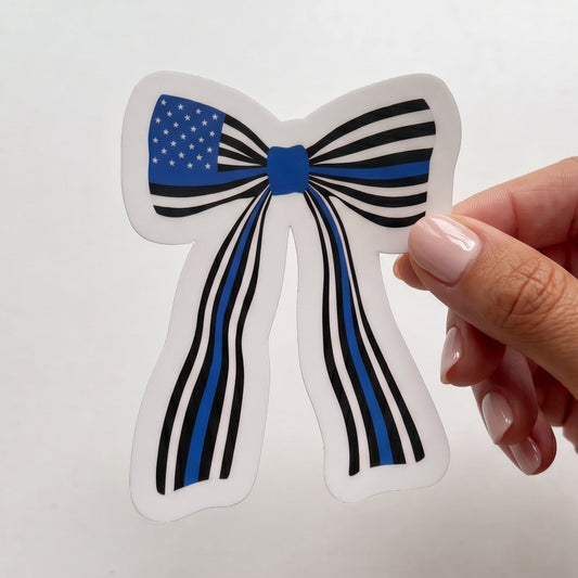 Blue Line Bow Sticker