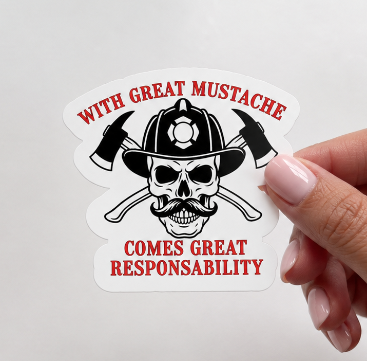 Firefighter Mustache Sticker